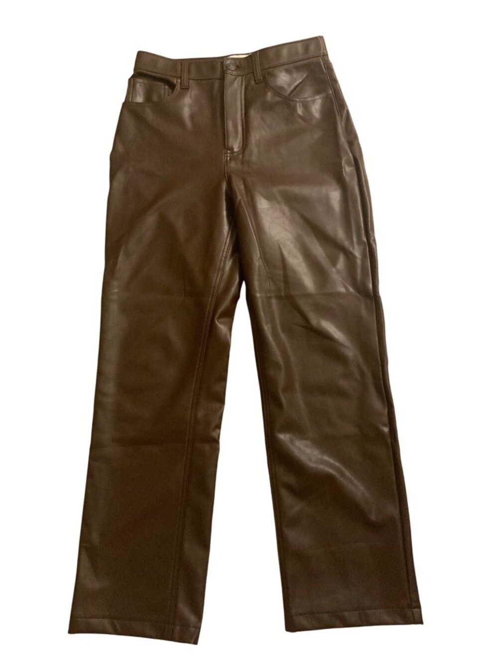 Abercrombie & Fitch Womens Brown Faux Leather 90s Straight Ultra High Rise Pants